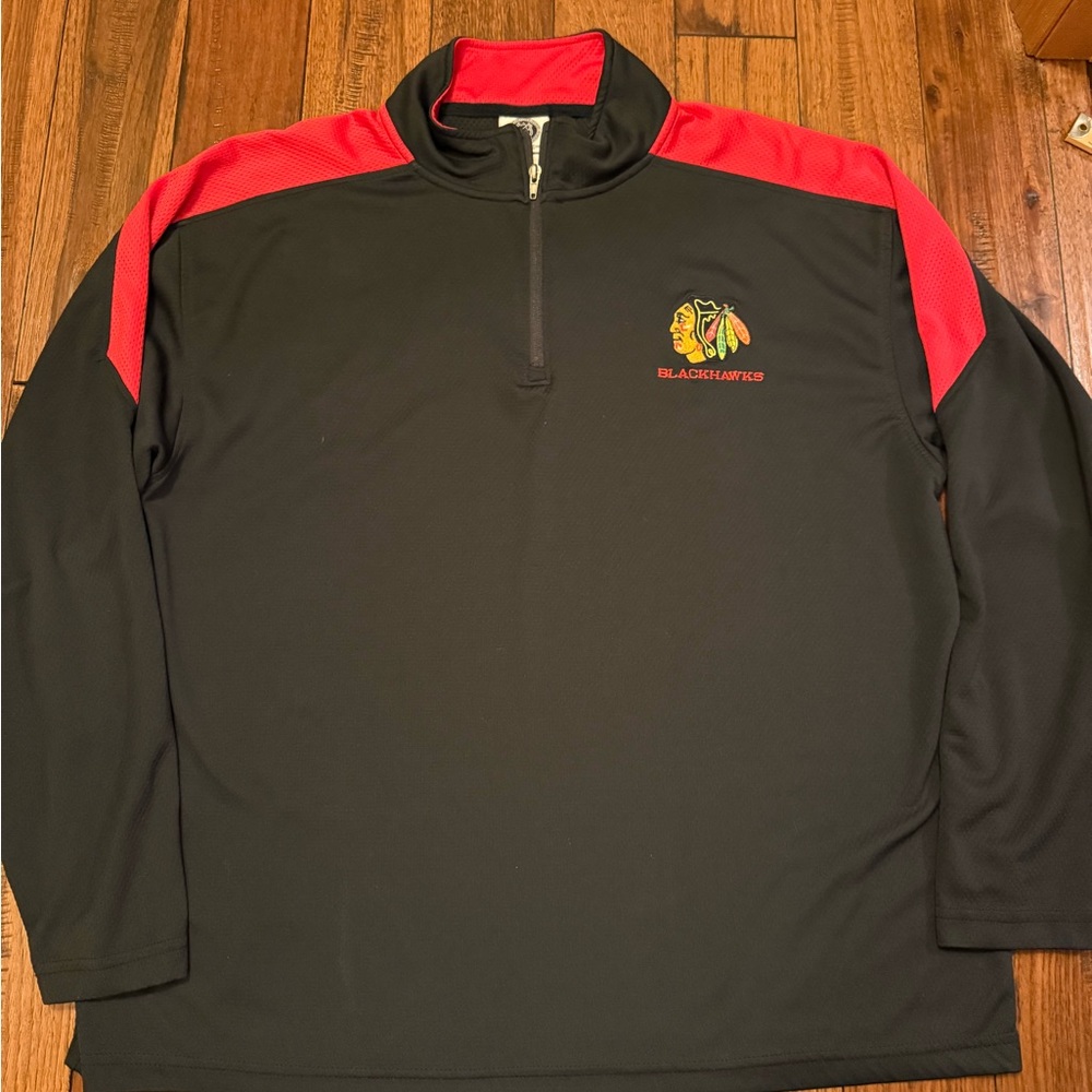 Chicago Blackhawks Jacket XL Black‎ Long Sleeve 1/4 Quarter Zip NHL Hockey Shirt